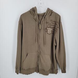 Honolua Surf Co Hoodie Mens Large Green Zip Up Embroidered Pockets Y2K